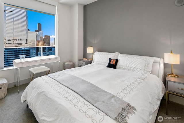 737 Olive Way Unit 3606, Seattle, WA 98101 - bedroom featuring carpet and a view of skyline