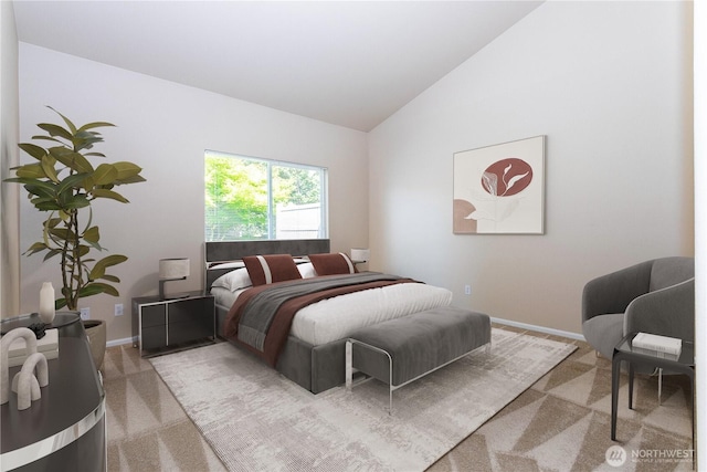 23302 53rd Ave S Unit 4-1, Kent, WA 98032 - bedroom with light colored carpet and high vaulted ceiling