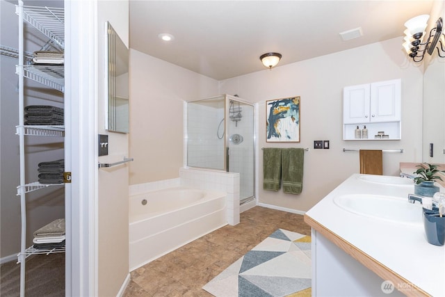 23302 53rd Ave S Unit 4-1, Kent, WA 98032 - full bathroom with a stall shower, a garden tub, double vanity, and a spacious closet