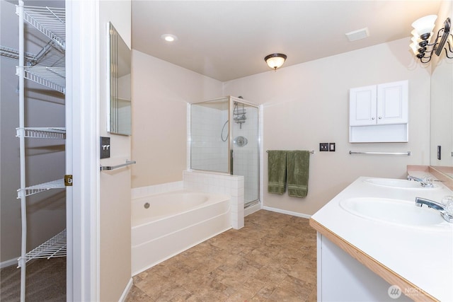 23302 53rd Ave S Unit 4-1, Kent, WA 98032 - full bath with a shower stall, a bath, a walk in closet, and double vanity