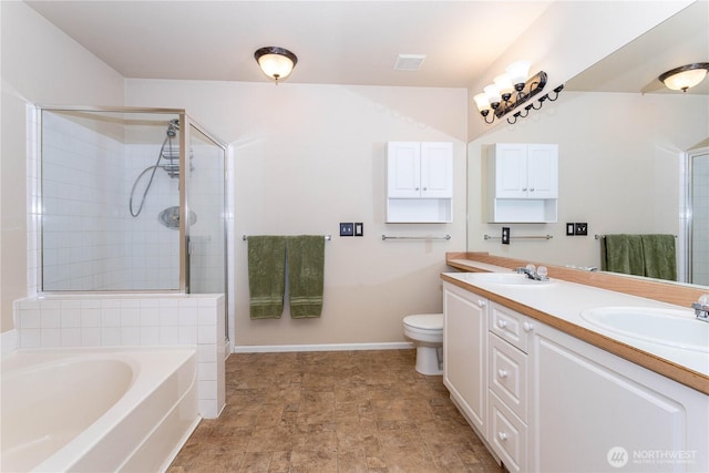 23302 53rd Ave S Unit 4-1, Kent, WA 98032 - full bathroom with a bath, double vanity, a tile shower, and stone finish flooring