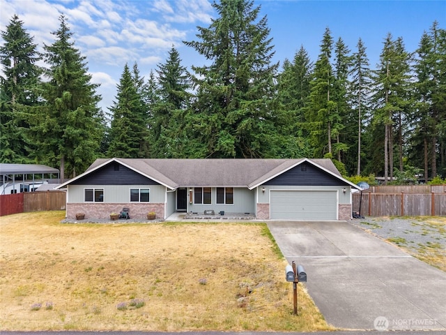 6137 189th Loop SW, Rochester, WA 98579 - ranch-style house with a garage, brick siding, concrete driveway, and roof with shingles