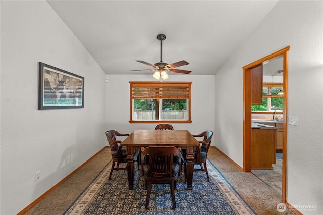 6137 189th Loop SW, Rochester, WA 98579 - dining area featuring lofted ceiling, plenty of natural light, carpet floors, and ceiling fan