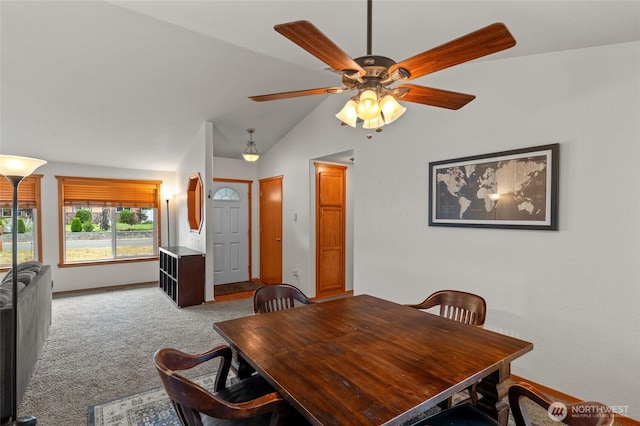 6137 189th Loop SW, Rochester, WA 98579 - carpeted dining space featuring lofted ceiling and ceiling fan