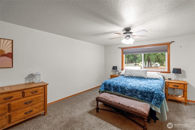 6137 189th Loop SW, Rochester, WA 98579 - bedroom featuring light carpet, a textured ceiling, and a ceiling fan
