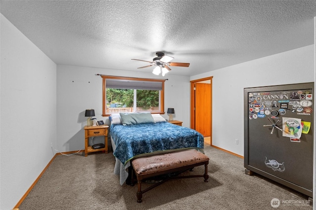 6137 189th Loop SW, Rochester, WA 98579 - bedroom featuring a textured ceiling, carpet floors, and a ceiling fan
