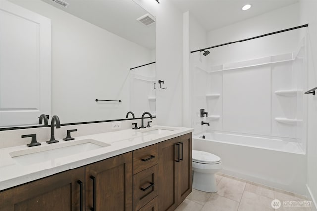 310 W Fir Loop, Washougal, WA 98671 - full bath featuring double vanity, shower / tub combination, recessed lighting, and tile patterned flooring