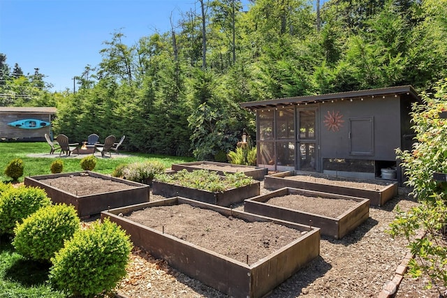 10426 SW 112th St, Vashon, WA 98070 - view of yard featuring a garden and an outdoor fire pit
