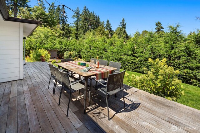 10426 SW 112th St, Vashon, WA 98070 - wooden deck with outdoor dining area