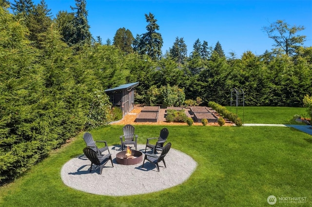 10426 SW 112th St, Vashon, WA 98070 - view of grassy yard featuring a fire pit