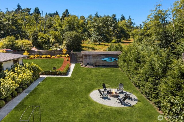 10426 SW 112th St, Vashon, WA 98070 - view of yard featuring an outdoor fire pit