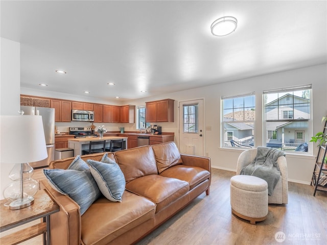 2135 Roper Ln, Wenatchee, WA 98801 - living room featuring light wood-style floors and recessed lighting