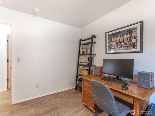2135 Roper Ln, Wenatchee, WA 98801 - office area featuring light wood-style flooring and baseboards