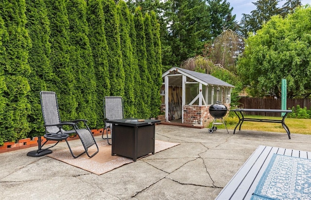 7923 220th St SW, Edmonds, WA 98026 - view of patio with an outbuilding and grilling area