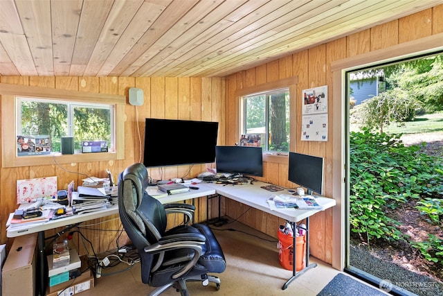 931 SW Moose Hill Ct, Port Orchard, WA 98367 - office area featuring wood ceiling and wood walls