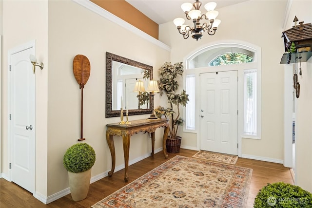 8206 66th Avenue Ct E, Puyallup, WA 98371 - foyer with wood finished floors and a chandelier
