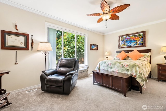 8206 66th Avenue Ct E, Puyallup, WA 98371 - bedroom with ornamental molding, light carpet, and ceiling fan