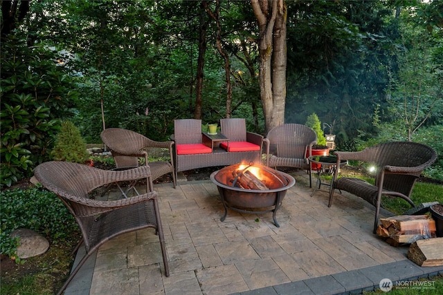 8206 66th Avenue Ct E, Puyallup, WA 98371 - view of patio featuring an outdoor fire pit