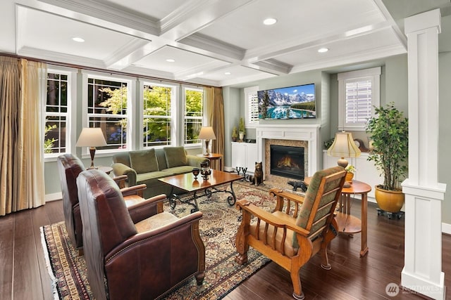 3913 W Briarcliff Ln, Seattle, WA 98199 - sunroom with beamed ceiling and coffered ceiling