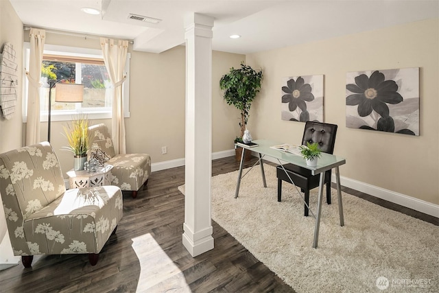 13316 30th Ave NE, Seattle, WA 98125 - office space featuring ornate columns, wood finished floors, and recessed lighting