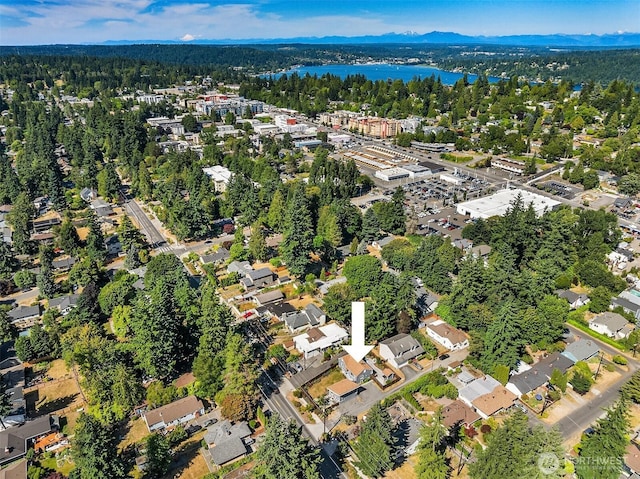 13316 30th Ave NE, Seattle, WA 98125 - aerial view of property and surrounding area with a water and mountain view and a forest