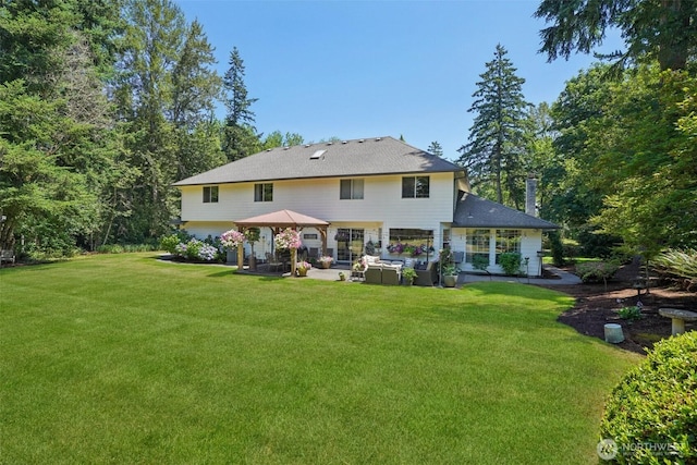 1800 SE 202nd Ave, Camas, WA 98607 - rear view of house featuring a patio area, a yard, and an outdoor living space