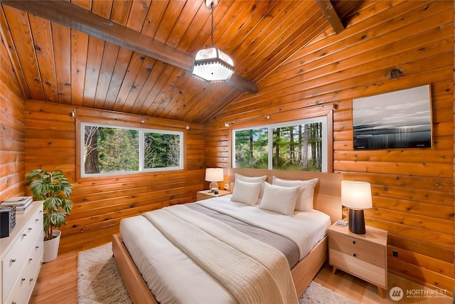 44111 SE Mt Si Rd, North Bend, WA 98045 - bedroom featuring light wood-type flooring and wood ceiling