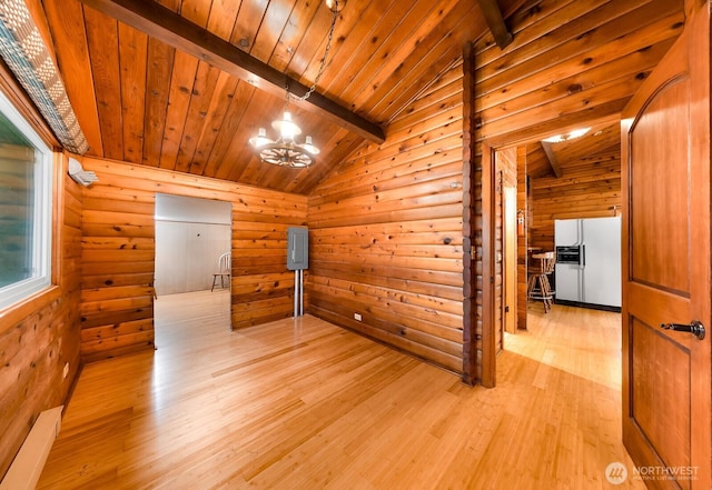 44111 SE Mt Si Rd, North Bend, WA 98045 - additional living space featuring wooden ceiling, a chandelier, light wood-style flooring, and baseboard heating
