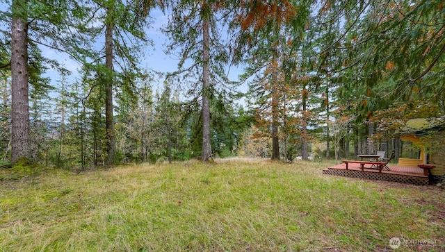 44111 SE Mt Si Rd, North Bend, WA 98045 - view of yard with a wooden deck