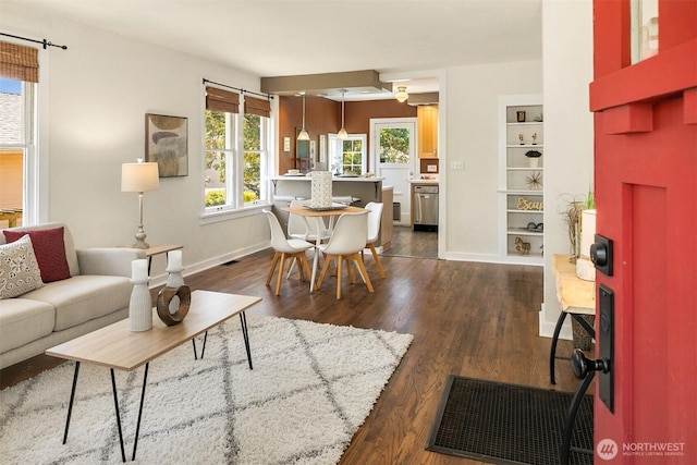 4521 47th Ave SW, Seattle, WA 98116 - living room with dark wood finished floors