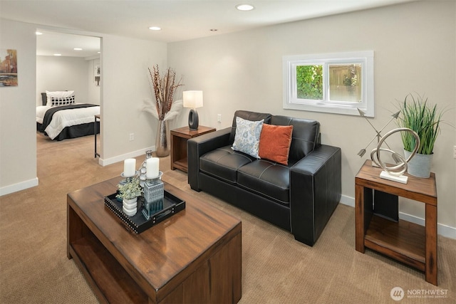 4521 47th Ave SW, Seattle, WA 98116 - carpeted living area featuring baseboards and recessed lighting