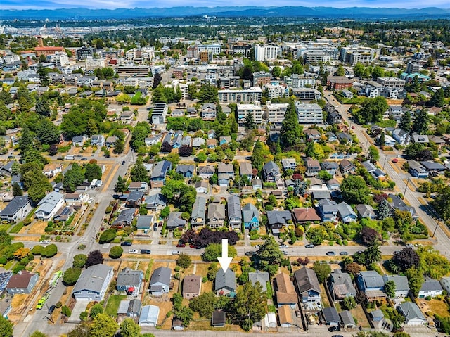 4521 47th Ave SW, Seattle, WA 98116 - aerial overview of property's location with mountains