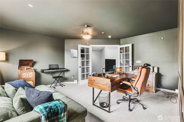 1818 Fisher Ave, Dupont, WA 98327 - office area with french doors, carpet, and recessed lighting