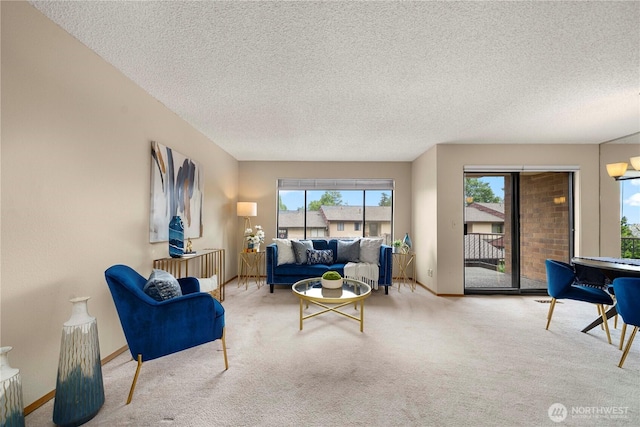 10637 Glen Acres Dr S Unit 10637, Seattle, WA 98168 - carpeted living room featuring a textured ceiling and plenty of natural light