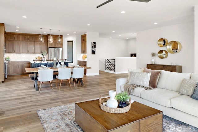 5412 Lonicera Dr, Blaine, WA 98230 - living room featuring recessed lighting and light wood-style floors