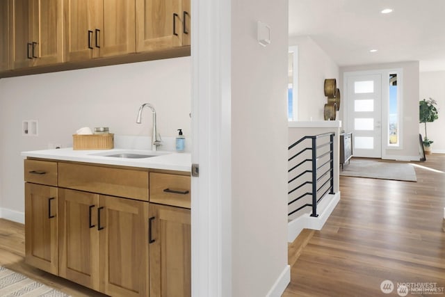 5412 Lonicera Dr, Blaine, WA 98230 - kitchen featuring light wood-type flooring, light countertops, and recessed lighting