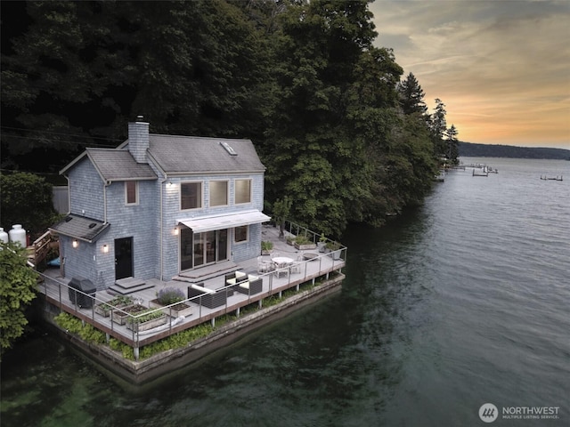 11261 E State Route 106, Union, WA 98592 - back of house featuring a water view and a chimney
