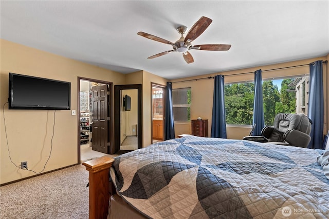1714 N Astor Ct, East Wenatchee, WA 98802 - carpeted bedroom with ceiling fan and ensuite bathroom