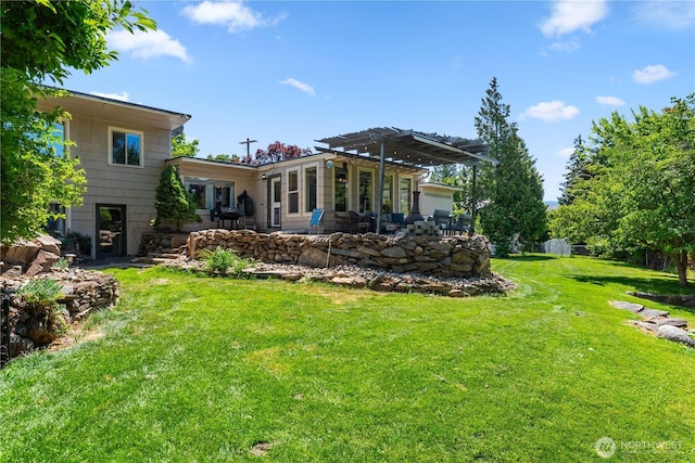 1714 N Astor Ct, East Wenatchee, WA 98802 - back of property featuring a pergola, a yard, and a patio area