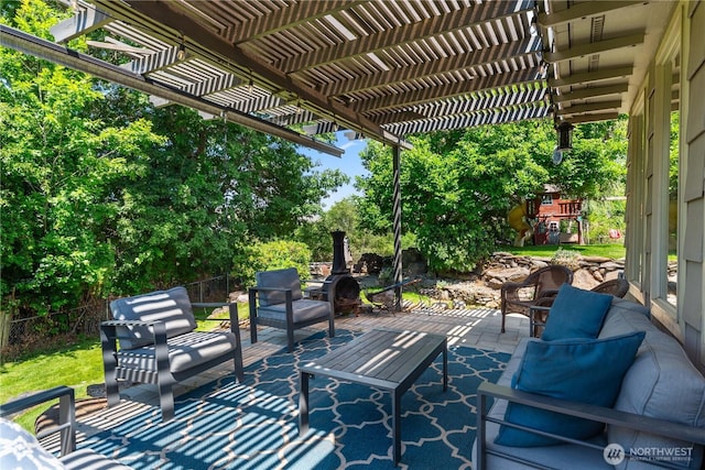 1714 N Astor Ct, East Wenatchee, WA 98802 - view of patio / terrace with an outdoor living space and a pergola
