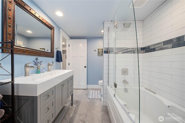 214 S Bradley St, Chelan, WA 98816 - bathroom with vanity,  shower combination, and recessed lighting