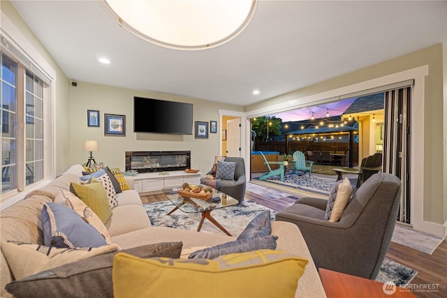 214 S Bradley St, Chelan, WA 98816 - living room featuring wood finished floors and recessed lighting