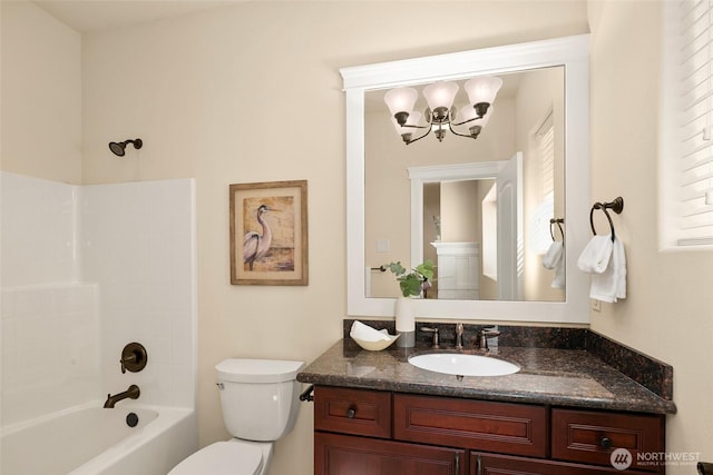 14248 SE Allen Rd, Bellevue, WA 98006 - full bath with a chandelier, vanity, and bathtub / shower combination