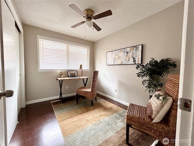 1221 E 63rd St, Tacoma, WA 98404 - office area with wood finished floors, ceiling fan, and a textured ceiling