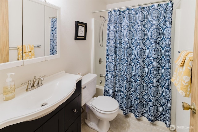 7601 Greenridge Loop SW, Olympia, WA 98512 - full bath with vanity, shower / bathtub combination with curtain, and tile patterned flooring