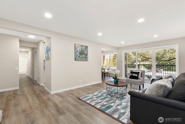 12700 NE 8th St Unit E-205, Bellevue, WA 98005 - living area featuring light wood-type flooring and recessed lighting
