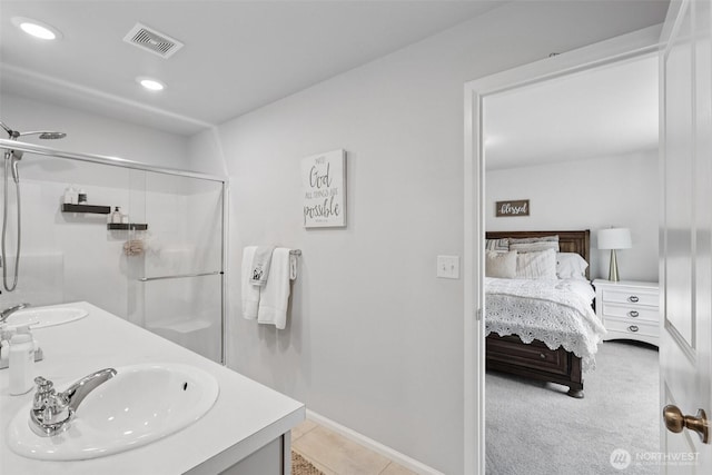 1423 Cascade St, Sultan, WA 98294 - full bathroom featuring ensuite bathroom, a shower, recessed lighting, and double vanity