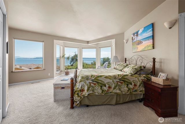 1223 Rainier Ln, Oak Harbor, WA 98277 - bedroom featuring carpet, a water view, and access to outside