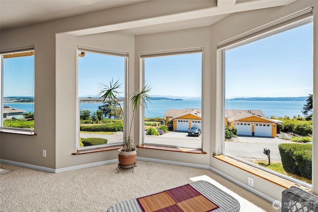 1223 Rainier Ln, Oak Harbor, WA 98277 - unfurnished room featuring a water view and carpet flooring