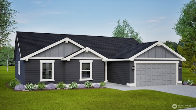 4349 W Cove W Dr, Moses Lake, WA 98837 - view of front of home with board and batten siding, a garage, and a front yard